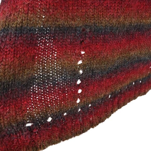 Max Studio Striped Alpaca Mohair Lagenlook Shawl Poncho Red Olive One Size - Picture 8 of 9